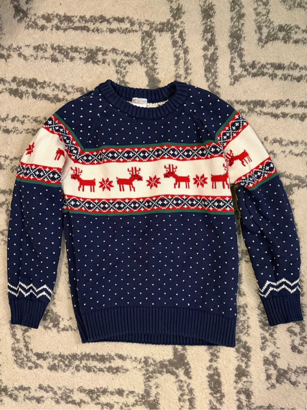 Hanna Andersson Navy Crewneck Sweater with Red Reindeer